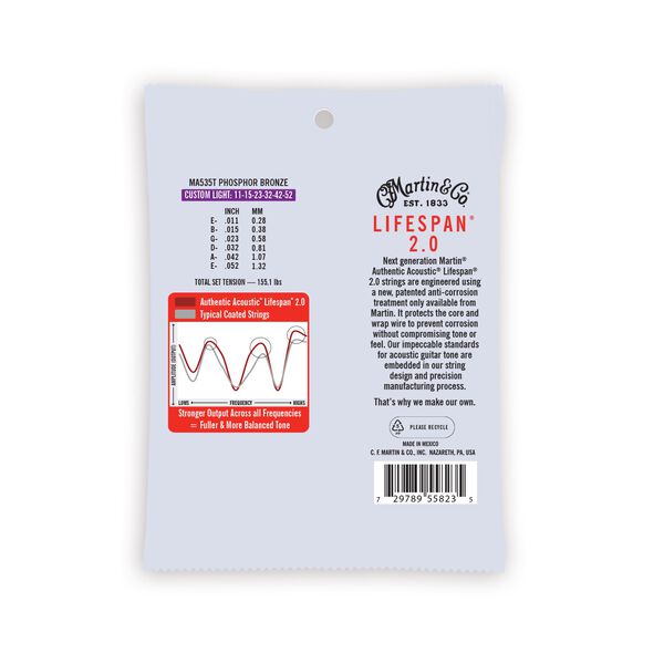 Authentic Acoustic Lifespan® 2.0 Guitar Strings Phosphor Bronze image number 1